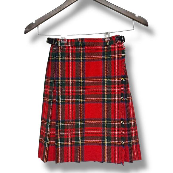 Blarney Skirt Wrap Kilt Wool Blend Red Stewart Tartan Ireland Plaid VTG Girls 28 - Picture 12 of 14